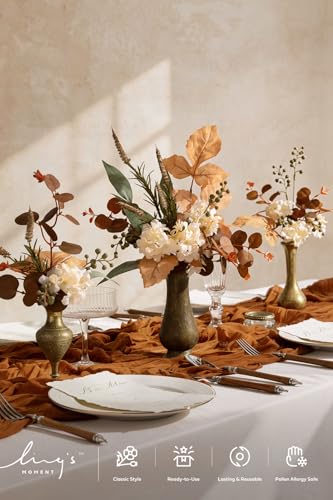 Ling's moment Artificial Greenery Stems Box Set, Faux Greenery Picks for DIY Bridal Bouquets Wedding Floral Arrangement Table Centerpieces, Burnt Orange & Cream - color: Season Combo- Early Autumn in Ivy