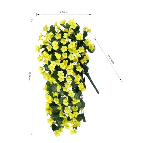 Artificial Faux Hanging Plants Flowers for Outdoor Spring Summer Decor, 2 PCS Fake Silk Yellow Daisy Long Vines Orchid UV Resistant Realistic Mums for Outside Home Porch Patio Balcony Planter - color: Yellow