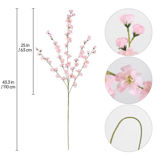 43.3’’ Pink Delphinium Artificial Flowers 5pcs Long Stem Faux Larkspur Flowers Artificial Silk Flowers for Floor Vase Wedding Centerpiece Home Garden Decoration(Pink) - color: Pink