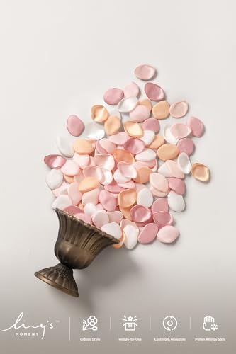 Ling's moment Wedding Artificial Flowers Package, Bridal Bouquet, Bridesmaid Bouquets, Boutonniere for Men, Rose Petals.Peach Smoothie Blush - color: Pk-peach Smoothie & Blush