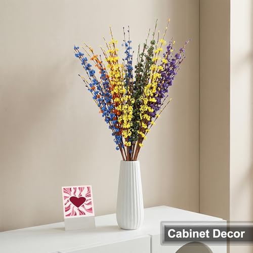 Wootkey 29.5" 10 Pcs Colorful Long Jasmine Artificial Flowers Faux Dry Jasmine Flowers for Vases Indoor Home Decorations Spring Party Decor (DeepColor) - color: Deepcolor, size: 10pcs-29.5''