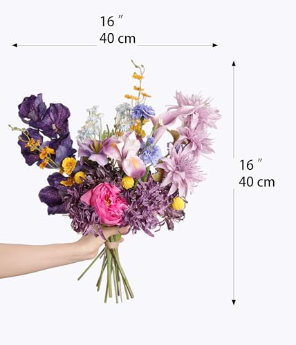 Artificial Flowers & Fake Flowers Bouquet, Lifelike Faux Silk Spider Lily Arrangement, Luxe Jewel Tone Centerpiece for Home Wedding Party