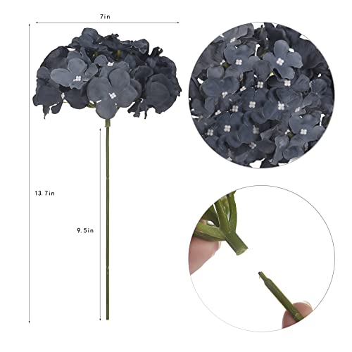 10PCS Artificial Hydrangea Flowers, Fake Hydrangea Silk Flowers Heads with Stems for Wedding Home Party Shop Baby Shower Decoration-Bluish Grey - color: New-bluish Grey