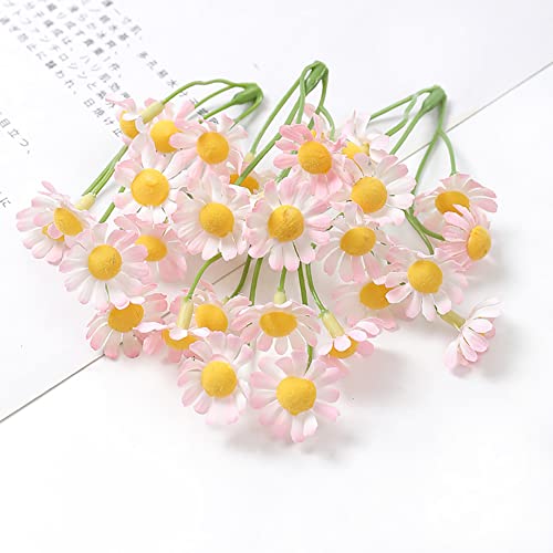 25 Bundles Mini Artificial Daisies Small Daisy Flowers Fake Spring Flowers Decorative Faux Flowers with Stems Home Decorations White - color: White