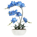 19" H Phalaenopsis Faux Orchid Plant Silk Orchid Centerpiece Artificial Floral Arrangement in Ceramic Pot (Blue) - color: Blue