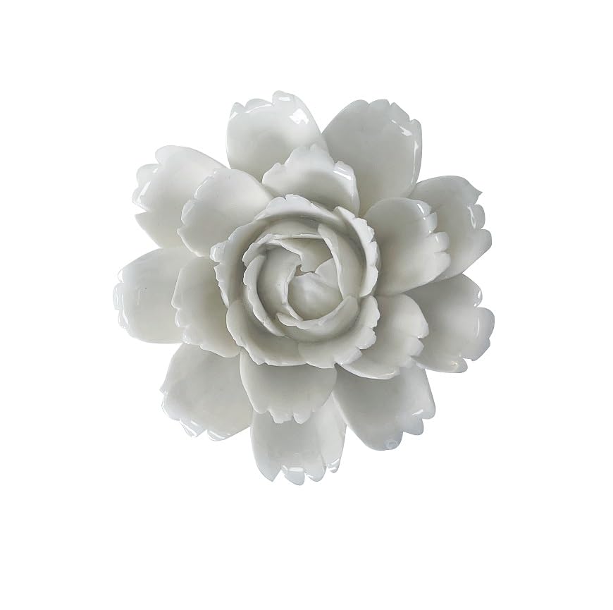 Ceramic Flower Wall Art, Artificial Flower Wall Sculpture，Handcrafted 3D Hanging Porcelain Flowers ,3D Wall Hanging Decor ,Porcelain Flower Wall Décor for Home，Hallway，Kitchen，Office (White,Camellia, 2.76") - color: White,Camellia, size: 2.76"