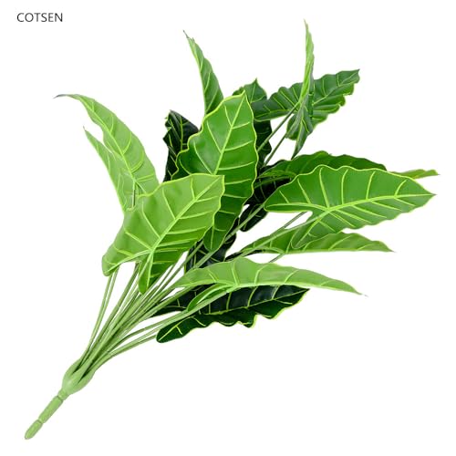 COTSEN Artificial Plants 2 Pcs Artificial Alocasia Plants 28inch Faux Alocasia Tree Large Fake Plants Family Office Indoor Outside Decor