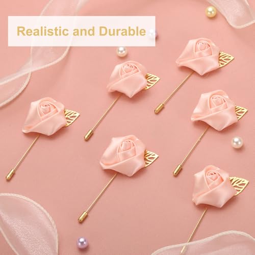 uxcell 24pcs Champagne Pink Rose Boutonnieres Flower Buttonholes Pocket Boutonnieres Pins for Wedding Ceremony Anniversary Prom Formal Dinner Party - color: Champagne Pink