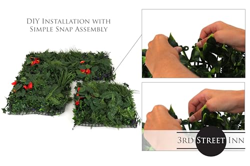 3rd Street Inn Artificial Greenery Wall Panels for Privacy - 4-Pack - color: Red Anthurium