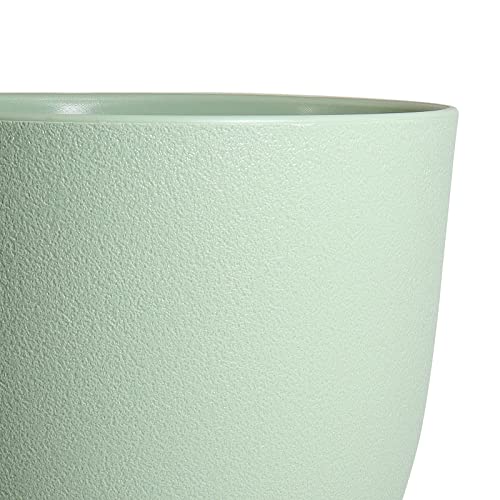 WOUSIWER Plant Pots 10/9/8 inch, Set of 3 Modern Decorative Plastic Planters with Drainage Holes and Saucers for House Plants Indoor Flowers Plants, Green - color: Green