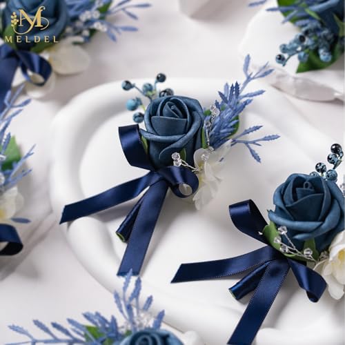 6Pcs Blue Artificial Foam Rose Boutonnieres for Men Wedding Prom | Fake Foam Rose Boutonniere for Wedding Prom Groom Groomsman Homecoming Party Ceremony Anniversary Suit Decoration - color: 6pcs Blue Boutonniere
