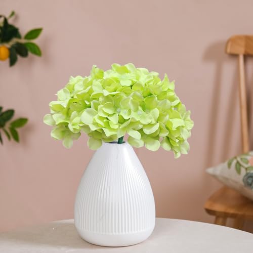 20 Pcs Green Hydrangea Artificial Flowers Bulk, Faux Hydrangea Flowers Heads, Artificial Fake Silk Hydrangea Flowers with Stems, Green Flowers Artificial for Decoration Wedding Décor Crafts - color: Green, size: 20 Pcs