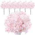 6 Pcs Artificial Cherry Blossoms 14 Inches Fake Silk Pink Sakura Peach Flowers for Vase, Spring Realistic Faux Flowers for Women Gifts, Home Table Decor Wedding Bouquet Centerpieces