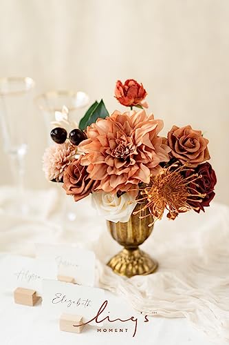 Ling's moment Terracotta Artificial Flowers Greenery Mini Box Set, Burnt Orange Fake Flower for DIY Wedding Bridal Bouquet, Centerpieces Decor, Floral Arrangement Decor, etc. - color: Terracotta & Burgundy