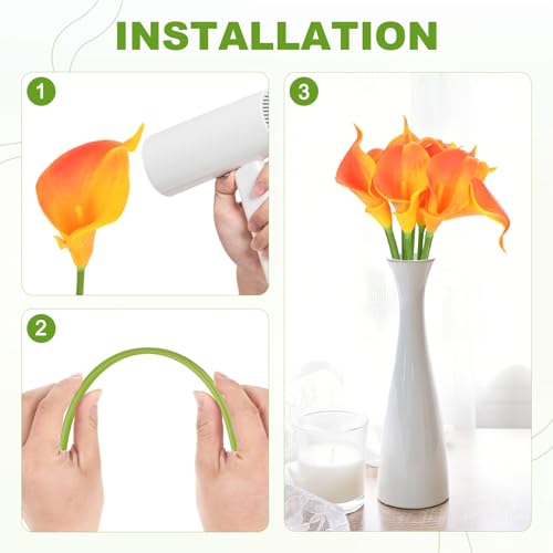 M METERXITY 10-Pack Yellow Orange Artificial Calla Lily Flowers,14 Inch Faux Calla Lily PU Bouquets Real Touch Faux Flowers for Home/Wedding/Christmas/Party - color: Yellow Orange