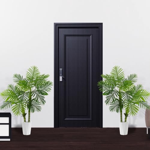 Warmplants Artificial Palm Tree, 4ft Golden Cane Fake Palm Plant with Basket, Phoenix Palm UV Resistant Faux Plants for Indoor Outdoor Home Garden Patio Office Décor - color: Palm, size: 4ft