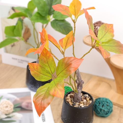 Gresorth 2 Pack 11.8 Inch Artificial Bonsai Potted Plants Fake Plants with Pebbles Realistic Greenery Potted Decor for Indoor Office Decoration Garden Landscapes - color: C - 2 Colors