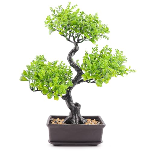 Artificial Bonsai Tree，Fake Plants Lifelike Plastic Bonsai Plant Simulation Green Plants for Home and Office Decor（Green） - color: Color 2