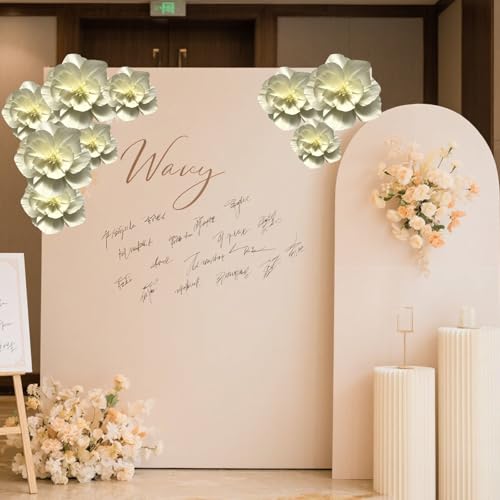 BRT Bearingshui Crepe Paper Flowers Decoration for Wall Total 9 Pcs, Artificial Flowers for Wedding Decor,Flower Backdrop Decor, Baby Bridal Shower Birthday Party, Cream 3D Wall Flowers Decor - color: Cream