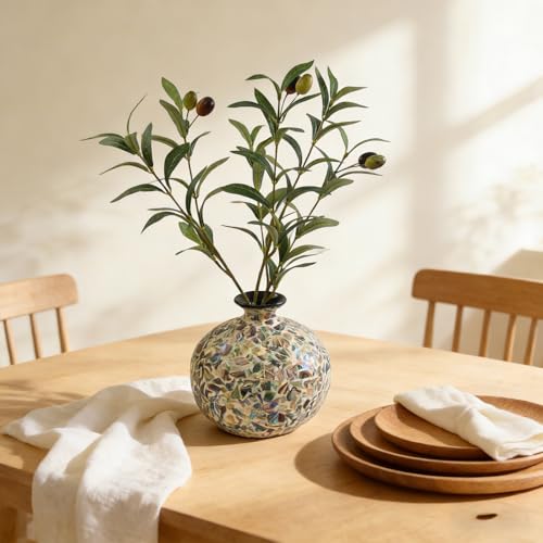 Artificial Olives Plants Stems for Vase, 4 Pcs Fake Greenery Olive Branches Stems Faux Green Plants Leaves for Table Desk Livingroom Kitchen Indoor Home Decor - color: 4p