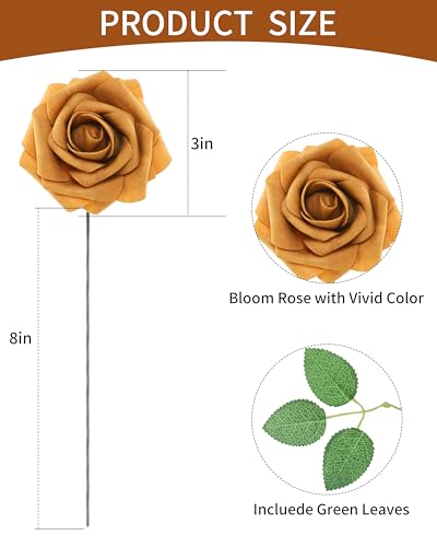 DuHouse 25Pcs Artificial Roses Flowers Fake Roses with Stems Real Touch Foam Flowers for DIY Wedding Bouquet Centerpiece Floral Arrangement Party Home Decor(Ivory Beige) - color: Ivory Beige, size: 25pcs