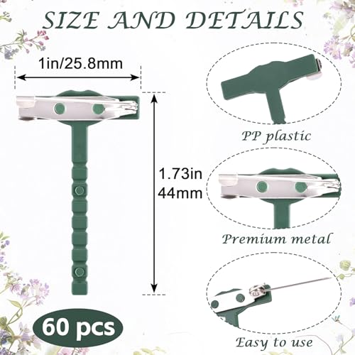 Boutonniere Safety Pins, Plastic Corsage Pins Safety Clips for Bride Groom, Tiny Boutonniere Brooch Supplies - color: Green- 60pcs