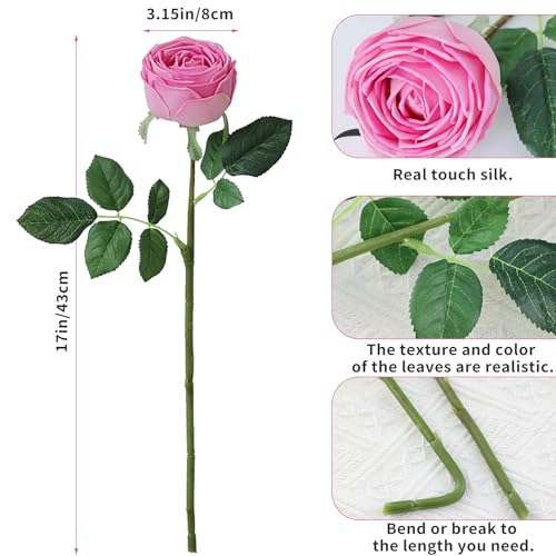 5Pcs Mutil-Color Real Touch Silk Flowers - Lifelike Roses Peony | Lifelike roses & peonies with soft latex touch, no watering needed. Perfect for wedding bouquets, home decor & DIY - color: Champagne,light Pink,white,pink,rose
