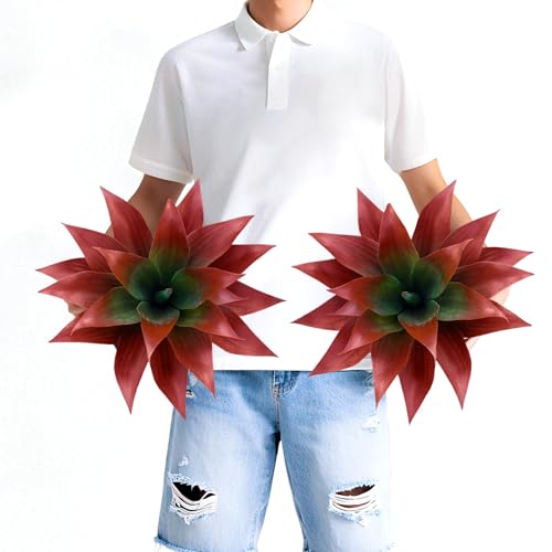 Artificial Agave Plants, Realistic UV Resistant Fake Aesthetic Plants for Outdoor Indoor, Home Decor for Garden, Porch, Doorway, Patio (2PCS, Red, Small) - color: Red, size: Small