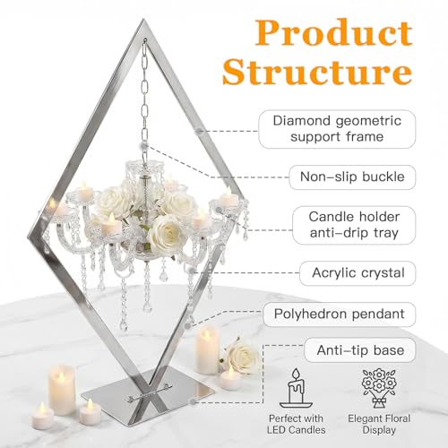 European Romantic Diamond Candle Holder, Metal Creative Wedding Table Decor for Western Food, Party, and Wedding Props (Sliver, 2PCS) - color: Silver, size: 2PCS