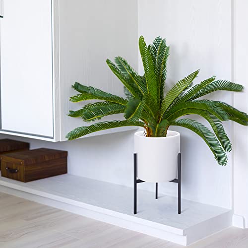 D'vine Dev Modern White Plants Pot Cylinder Planter with Heavy Duty Stand, Small 8 Inch Pot, 15 Inch with Stand Height, 96-T-A-1 - color: White, size: Small 8 Inch