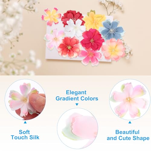 PATIKIL 100 Pcs Fake Silk Flower Heads, 1.6 Inch Artificial Cherry Blossom Faux Flower Heads for DIY Craft Wedding Party Home Wreath Decoration, White/Pink - color: White/Pink