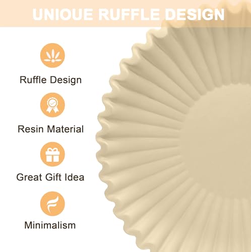 Brown Decorative Bowls for Home - Stylish Flat Purse Bowls - Round Foyer Key Bowl - Handmade Resin Scalloped Ruffle Bowl for Display Centerpiece - color: Brown, size: 8.65 inch