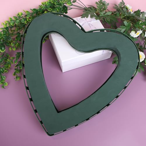Heart Floral Foam Cage for Fresh Flowers,with Wet Floral Foam Blocks and Suction Cup, Suitable for Wedding,Home,and Garden Decorations.
