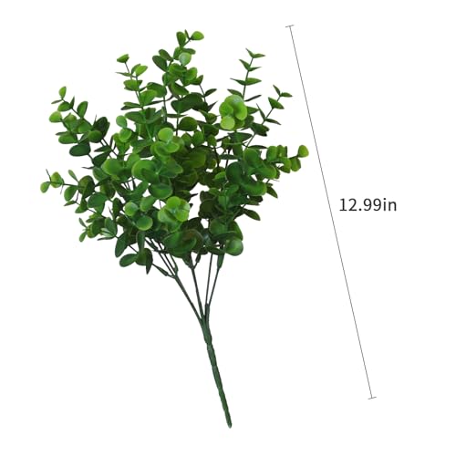 alyptus Artificial Boxwood Plants Outdoor 8 Bundles Faux Eucalyptus Flowers Green Bushes Plastic Greenery Stems for Home Garden Farmhouse Patio Front Porch Decor (Eucalyptus) - color: Eucalyptus