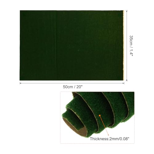 MECCANIXITY 5pcs Artificial Model Grass Mat 14" x 20"(35cm x 50cm) Dark Green Small Realistic Fake Turf for Garden Lawn Decoration Model - color: Dark Green