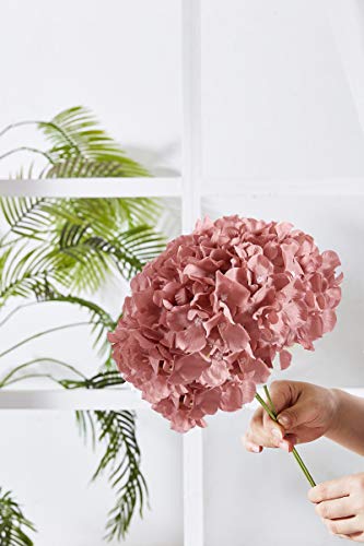 Hydrangea Silk Flower Heads 10 Dusty Rose Artificial Hydrangea Silk Flowers Head for Wedding Centerpieces Bouquets DIY Floral Decor Home Decoration with Long Stems - color: 10pcs Dusty Rose, size: Large