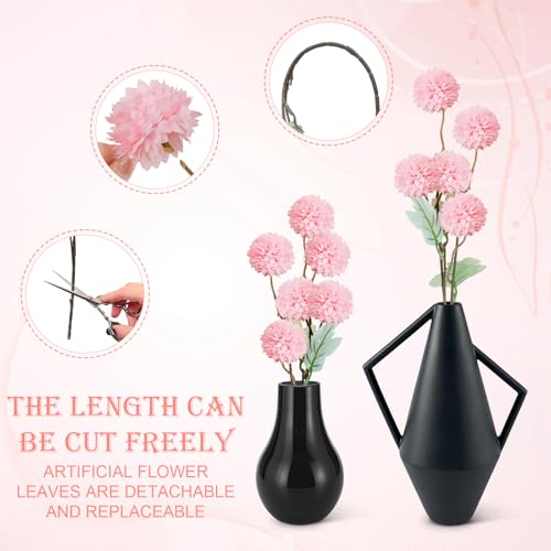 INQCMY Artificial Flowers 12 Pcs Fake Chrysanthemums Faux Kiku Flower Long Stem 20" Realistic Silk Pompon Mums for Vase Wedding Bouquets Centerpieces Home Decor (Pink) - color: Pink