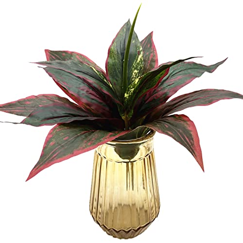 Artificial Agave Fake Plants Red 2 Pack, 10 Inches Faux Shrubs Flowers Grass Plant for Wedding Party Office Indoor Outdoor Home Yard Garden Greenery Leaves Decor UV Resistant Planter Filler Decoration - color: Agave Grass/ Red/ 2 Pcs