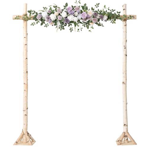 Ling's moment Wedding Arch Flowers - 6.5FT Floral Garland for Ceremony Arbor Backdrop Decoration - Artificial Rose Floral Swag for Sweetheart Table Birthday Party, Baby Shower, Purple - color: Prpl-lilac & Cream