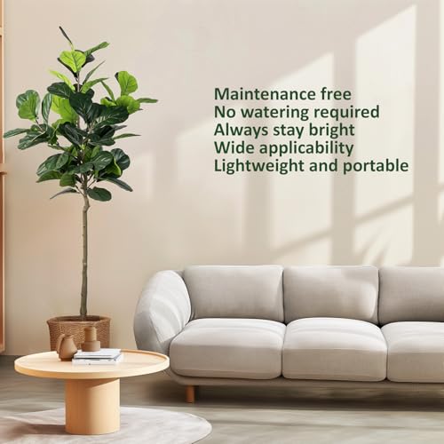 Artificial Fiddle Leaf Fig Tree, 6FT Faux Ficus Lyrata Plant Tall Fake Tree for Home Decor Artificial Tree for Indoor Office Living Room (Fiddle Leaf Fig Tree, 6 FT) - color: Fiddle Leaf Fig Tree, size: 6ft