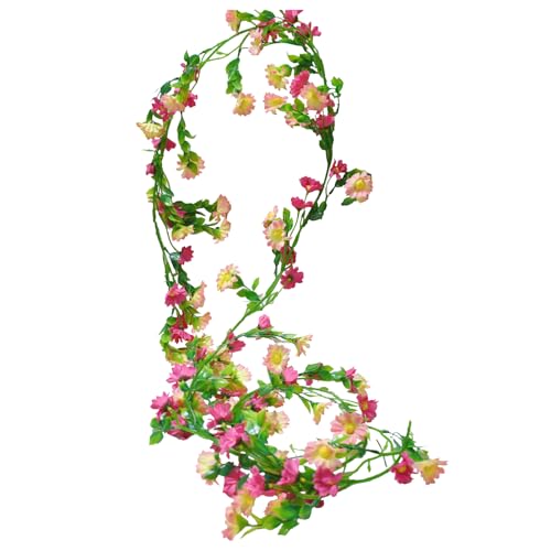 Flower Garland Artificial Wildflower with Mini Daisy Flower Pink Summer Flower Garland for Mantle Wall Backdrop Wedding Arch Tea Party Door - color: Pink