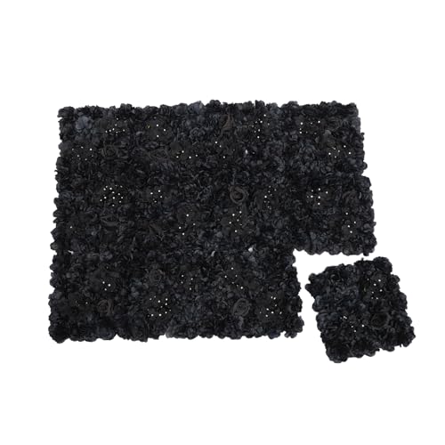 12Pcs Artificial Flower Wall Panel 15" X 15" Flower Wall Decor Backdrop Panels Floral Backdrop Wall Faux Flower Panel for Home Party Wedding Photo Backgdrop Decor (Black) - color: Black