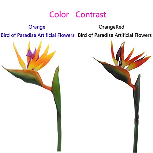 Calcifer 32'' Real Touch Bird of Paradise Artificial Flowers Bouquet for Home Garden Decoration/Wedding Party Decor (OrangRed,5 Stems) - color: Orangred,5 Stems