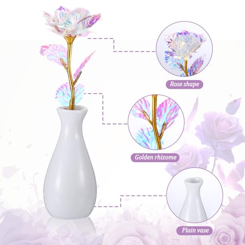 Roses Artificial Flowers for Her Wife Mother's Day, Rainbow Flower Birthday Gifts for Mom Grandma, Eternal Rose Women Great Grandma - color: Rainbow