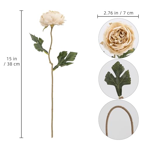 IPOPU 10pcs Beige Peonies Artificial Flowers Silk Peonies with Stems Real Look Fake Peony for Home Table Decorations Wedding Faux Flowers Arrangements - color: Beige