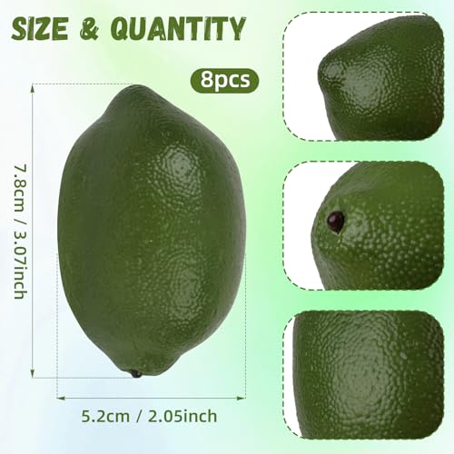 Gresorth 8pcs High Grade Fake Green Lemon Decoration Artificial Realistic Fruit Simulation for Home Party Holiday Christmas Display - color: C