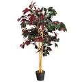 Goplus 4FT Tall Artificial Ficus Tree, Greenery Fake Tree Faux Plant in Pot for Indoor Outdoor Home Décor