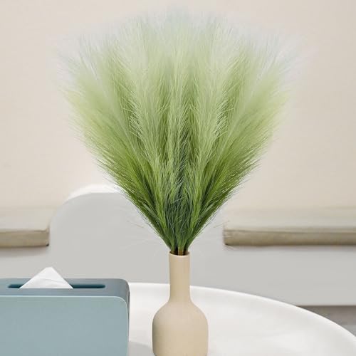 6 PCS Faux Pampas Grass Arrangement - 18"/45cm Artificial Fluffy Pompous Grass Stems for Boho Chic Home and Wedding Decor (Sage Green Gradient) - color: B1- Sage Green Gradient