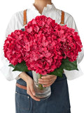 JINWOE 4PCS Silk Hydrangea Artificial Flowers, 21" Red Large Lifelike Flowers for Indoor Bouquet Table Centerpieces Floral Arrangements Home Wedding Home - color: Red