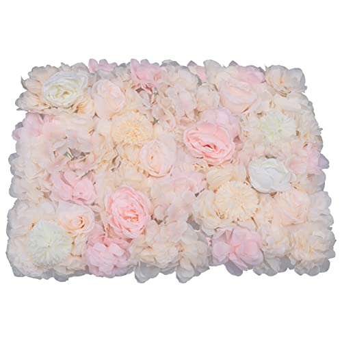 6 Pcs Flower Wall Panel Floral Backdrop,24 * 16in Artificial Flower Wall Panels Champagne Flower Decor Silk Fabric for Wedding Party Room Home Decor& Wall Decoration (Champagne) - color: Champagne